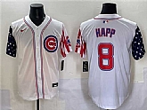Men's Chicago Cubs #8 Ian Happ White 2025 Independence Day Vapor Premier Limited Stitched Baseball Jersey,baseball caps,new era cap wholesale,wholesale hats