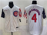 Men's Chicago Cubs #4 Pete Crow-Armstrong White Pinstripe 2025 Independence Day Vapor Premier Limited Stitched Baseball Jersey,baseball caps,new era cap wholesale,wholesale hats