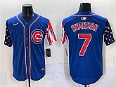 Men's Chicago Cubs #7 Dansby Swanson Royal 2025 Independence Day Vapor Premier Limited Stitched Baseball Jersey,baseball caps,new era cap wholesale,wholesale hats