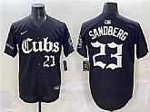 Men's Chicago Cubs #23 Ryne Sandberg Black 'Gothic North Side Edition' Vapor Premier Limited Stitched Baseball Jersey,baseball caps,new era cap wholesale,wholesale hats