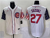 Men's Chicago Cubs #27 Seiya Suzuki White 2025 Independence Day Vapor Premier Limited Stitched Baseball Jersey,baseball caps,new era cap wholesale,wholesale hats