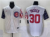 Men's Chicago Cubs #30 Kyle Tucker White Pinstripe 2025 Independence Day Vapor Premier Limited Stitched Baseball Jersey,baseball caps,new era cap wholesale,wholesale hats