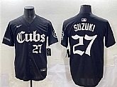 Men's Chicago Cubs #27 Seiya Suzuki Black 'Gothic North Side Edition' Vapor Premier Limited Stitched Baseball Jersey,baseball caps,new era cap wholesale,wholesale hats
