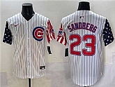 Men's Chicago Cubs #23 Ryne Sandberg White Pinstripe 2025 Independence Day Vapor Premier Limited Stitched Baseball Jersey,baseball caps,new era cap wholesale,wholesale hats
