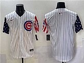 Men's Chicago Cubs Blank White Pinstripe 2025 Independence Day Vapor Premier Limited Stitched Baseball Jersey,baseball caps,new era cap wholesale,wholesale hats