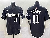 Men's Cincinnati Reds #11 Barry Larkin Black 'Gothic Queen City Edition' Vapor Premier Limited Stitched Baseball Jersey,baseball caps,new era cap wholesale,wholesale hats