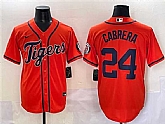 Men's Detroit Tigers #24 Miguel Cabrera Orange With Patch Cool Base Stitched Baseball Jersey,baseball caps,new era cap wholesale,wholesale hats