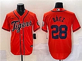 Men's Detroit Tigers #28 Javier Baez Orange With Patch Cool Base Stitched Baseball Jersey,baseball caps,new era cap wholesale,wholesale hats