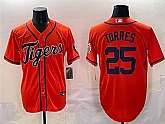 Men's Detroit Tigers #25 Gleyber Torres Orange With Patch Vapor Premier Limited Stitched Baseball Jersey,baseball caps,new era cap wholesale,wholesale hats
