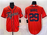 Men's Detroit Tigers #29 Tarik Skubal Orange With Patch Cool Base Stitched Baseball Jersey,baseball caps,new era cap wholesale,wholesale hats