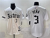Men's Houston Astros #3 Jeremy Pena White Gothic 'Houston Born Barrio Raised' Limited Stitched Baseball Jersey,baseball caps,new era cap wholesale,wholesale hats