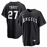 Men's Los Angeles Angels #27 Mike Trout Black Lights Out Limited Stitched Baseball Jersey Dzhi,baseball caps,new era cap wholesale,wholesale hats