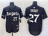 Men's Los Angeles Angels #27 Mike Trout Black 'Gothic Halo Edition' Vapor Limited Stitched Jersey,baseball caps,new era cap wholesale,wholesale hats