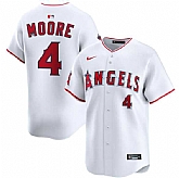 Men's Los Angeles Angels #4 Christian Moore White Home Limited Stitched Baseball Jersey Dzhi,baseball caps,new era cap wholesale,wholesale hats