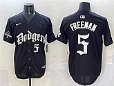 Men's Los Angeles Dodgers #5 Freddie Freeman Black 2025 LA Gothic Style With 2024 World Series Champions Patch Vapor Premier Limited Stitched Baseball Jersey,baseball caps,new era cap wholesale,wholesale hats