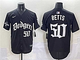 Men's Los Angeles Dodgers #50 Mookie Betts Black 2025 LA Gothic Style With 2024 World Series Champions Patch Vapor Premier Limited Stitched Baseball Jersey,baseball caps,new era cap wholesale,wholesale hats