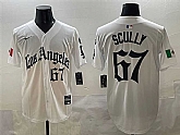 Men's Los Angeles Dodgers #67 Vin Scully White Mexico 2025 LA Gothic Style With Fernando Patch Vapor Premier Limited Stitched Baseball Jersey,baseball caps,new era cap wholesale,wholesale hats