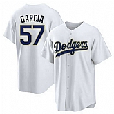 Men's Los Angeles Dodgers #57 Luis Garcia White Gold Cool Base Stitched Baseball Jersey Dzhi,baseball caps,new era cap wholesale,wholesale hats
