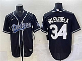 Men's Los Angeles Dodgers #34 Fernando Valenzuela Black Fashion Stitched Baseball Jersey,baseball caps,new era cap wholesale,wholesale hats