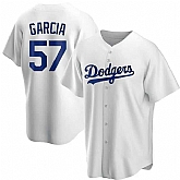 Men's Los Angeles Dodgers #57 Luis Garcia White Cool Base Stitched Baseball Jersey Dzhi,baseball caps,new era cap wholesale,wholesale hats