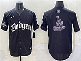 Men's Los Angeles Dodgers Team Big Logo Black 2025 LA Gothic Style With 2024 World Series Champions Patch Vapor Premier Limited Stitched Baseball Jersey,baseball caps,new era cap wholesale,wholesale hats