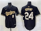 Men's Los Angeles Dodgers Front #8 Back #24 Kobe Bryant Black Gold Limited Stitched Baseball Jersey,baseball caps,new era cap wholesale,wholesale hats