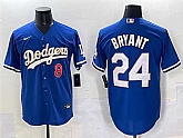 Men's Los Angeles Dodgers Front #8 Back #24 Kobe Bryant Blue Gold Cool Base Stitched Jersey,baseball caps,new era cap wholesale,wholesale hats