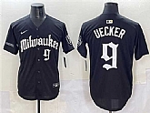 Men's Milwaukee Brewers #9 Bob Uecker Black 'Gothic 414 Shadows Edition' Vapor Premier Limited Stitched Jersey,baseball caps,new era cap wholesale,wholesale hats