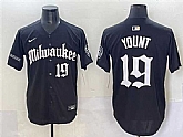 Men's Milwaukee Brewers #19 Robin Yount Black 'Gothic 414 Shadows Edition' Vapor Premier Limited Stitched Jersey,baseball caps,new era cap wholesale,wholesale hats