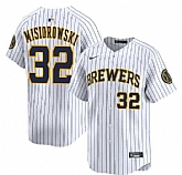Men's Milwaukee Brewers #32 Jacob Misiorowski White Alternate Limited Stitched Baseball Jersey Dzhi,baseball caps,new era cap wholesale,wholesale hats