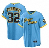 Men's Milwaukee Brewers #32 Jacob Misiorowski Powder Blue City Connect Cool Base Stitched Jersey Dzhi,baseball caps,new era cap wholesale,wholesale hats