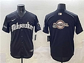 Men's Milwaukee Brewers Team Big Logo Black 'Gothic 414 Shadows Edition' Vapor Premier Limited Stitched Jersey,baseball caps,new era cap wholesale,wholesale hats