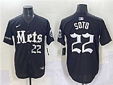 Men's New York Mets #22 Juan Soto Black 'Gotham Gothic Edition' Vapor Premier Limited Stitched Baseball Jersey,baseball caps,new era cap wholesale,wholesale hats