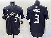 Men's New York Yankees #3 Babe Ruth Black 'Gothic Legacy Edition' Vapor Premier Limited Stitched Baseball Jersey,baseball caps,new era cap wholesale,wholesale hats