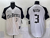 Men's New York Yankees #3 Babe Ruth White Black 'Gothic Legacy Edition' Vapor Premier Limited Stitched Baseball Jersey,baseball caps,new era cap wholesale,wholesale hats