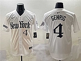 Men's New York Yankees #4 Lou Gehrig White 'Gothic Legacy Edition' Vapor Premier Limited Stitched Baseball Jersey,baseball caps,new era cap wholesale,wholesale hats