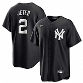 Men's New York Yankees #2 Derek Jeter Black Lights Out Limited Stitched Baseball Jersey Dzhi,baseball caps,new era cap wholesale,wholesale hats