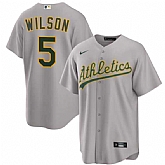 Men's Oakland Athletics #5 Jacob Wilson Gray 2024 Away Limited Stitched Jersey Dzhi,baseball caps,new era cap wholesale,wholesale hats
