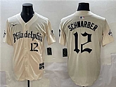 Men's Philadelphia Phillies #12 Kyle Schwarber Cream Gothic Vapor Limited Stitched Jersey,baseball caps,new era cap wholesale,wholesale hats