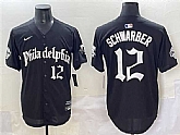 Men's Philadelphia Phillies #12 Kyle Schwarber Black Gothic Vapor Limited Stitched Jersey,baseball caps,new era cap wholesale,wholesale hats