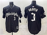 Men's Philadelphia Phillies #3 Bryce Harper Black Gothic Vapor Limited Stitched Jersey,baseball caps,new era cap wholesale,wholesale hats