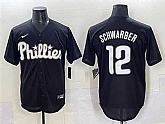 Men's Philadelphia Phillies #12 Kyle Schwarber Black Lights Out Limited Stitched Baseball Jersey,baseball caps,new era cap wholesale,wholesale hats