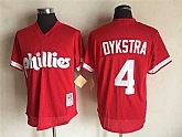 Men's Philadelphia Phillies #4 Lenny Dykstra Mitchell and Ness Red 1991 Throwback Stitched MLB Jersey,baseball caps,new era cap wholesale,wholesale hats