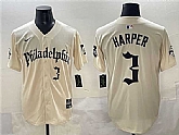 Men's Philadelphia Phillies #3 Bryce Harper Cream Gothic Vapor Limited Stitched Jersey,baseball caps,new era cap wholesale,wholesale hats