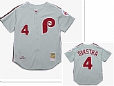 Men's Philadelphia Phillies #4 Lenny Dykstra Mitchell and Ness Grey 1989 Throwback Stitched MLB Jersey,baseball caps,new era cap wholesale,wholesale hats
