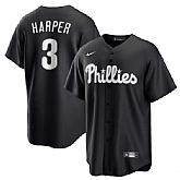 Men's Philadelphia Phillies #3 Bryce Harper Black Lights Out Limited Stitched Baseball Jersey Dzhi,baseball caps,new era cap wholesale,wholesale hats