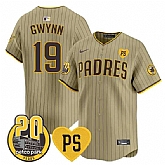 Men's San Diego Padres #19 Tony Gwynn Tan 'For Peter' And Petco Park 20th Patch Limited Stitched Baseball Jersey Dzhi,baseball caps,new era cap wholesale,wholesale hats