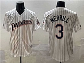 Men's San Diego Padres #3 Jackson Merrill White Throwback With Patch Cool Base Stitched Baseball Jersey,baseball caps,new era cap wholesale,wholesale hats