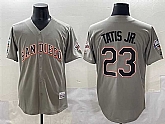 Men's San Diego Padres #23 Fernando Tatis Jr. Gray Fashion Throwback With Patch Cool Base Stitched Jersey,baseball caps,new era cap wholesale,wholesale hats