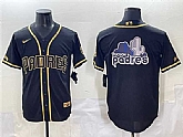 Men's San Diego Padres Team Big Logo Black Gold Stitched Baseball Jersey,baseball caps,new era cap wholesale,wholesale hats